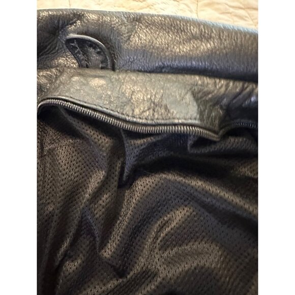 VTG Blk Leather Motorcycle Jacket  Lg?  Zippers Biker Goth Punk 90s Grunge Read - Picture 8 of 16